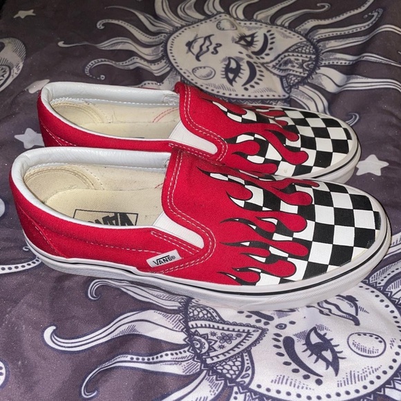 (SOLD)Vans slip on checker flames/red slime - Picture 3 of 3